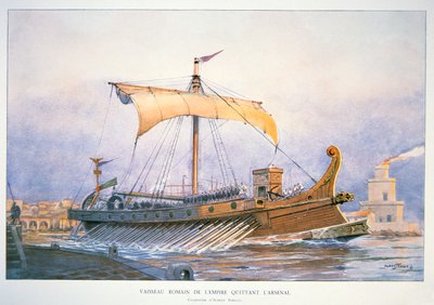 Navire impérial romain quittant le port, c.1930 - Albert Sébille