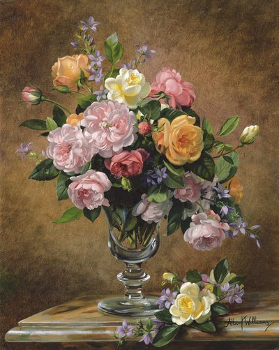Roses dans un vase en verre - Albert Williams