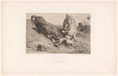 Deux teckels déchirant un lapin - Albert de Balleroy