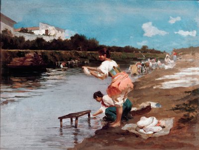 Blanchisseuses sur la rivière - Alberto Issel