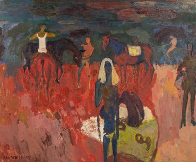 Cavaliers sur une plage - Alberto Morrocco