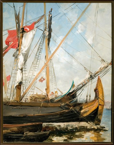 Voiliers sur le Bosphore en Turquie. Peinture d