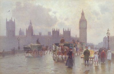 Les Chambres du Parlement depuis Westminster Bridge, vers 1900 - Alberto Pisa