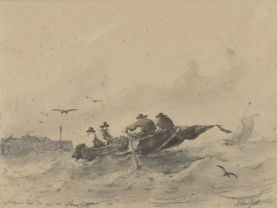 Quatre hommes dans une barque - Albertus van Beest