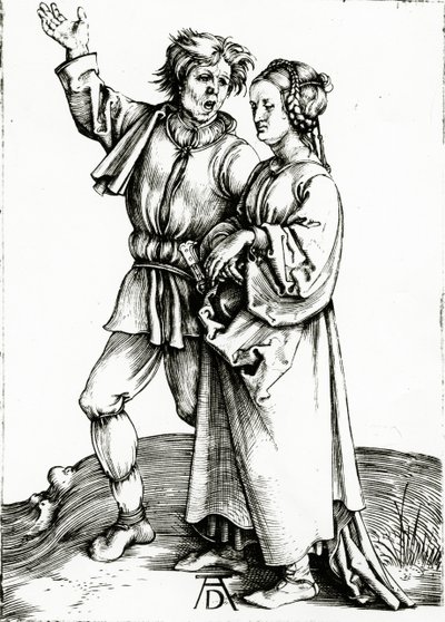 Un couple rustique, gravé par Johannes Wierix, vers 1565 (gravure) - Albrecht (after) Durer or Duerer