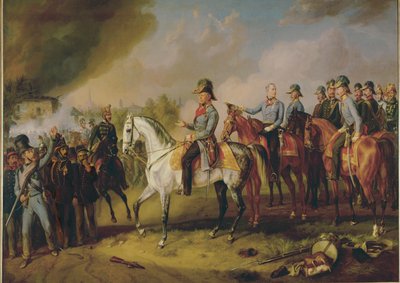 Le maréchal Johann Joseph Wenzel Radetzky et son état-major devant Milan ... (peinture sur toile) - Albrecht Adam