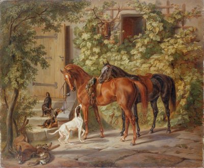 Chevaux au porche, 1843 - Albrecht Adam