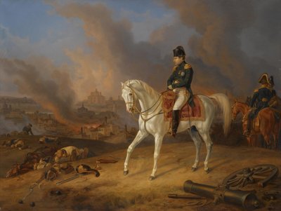 Napoléon Bonaparte devant la ville en flammes de Smolensk - Albrecht Adam