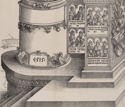 Portraits des parents de Maximilien, et la base de la colonne extérieure gauche avec la date - Albrecht Altdorfer