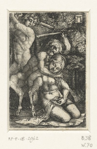 Satyre et un homme se battent pour une femme - Albrecht Altdorfer