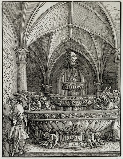 La Sainte Famille à la fontaine. Gravure par Albrecht Altdorfer (1480-1538) - Albrecht Altdorfer