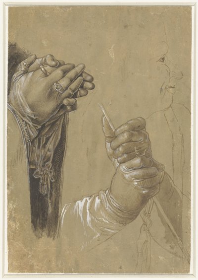 Mains et profil de tête - Albrecht Dürer (possibly)