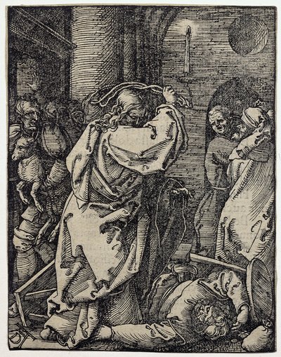 Christ chassant les marchands du Temple, n° 7 de la série « La Petite Passion » - Albrecht Dürer