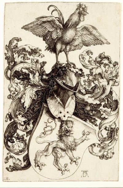 Armoiries avec un lion et un coq - Albrecht Dürer