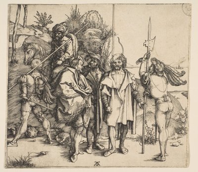 Cinq soldats à pied et un Turc à cheval, vers 1495 - Albrecht Dürer