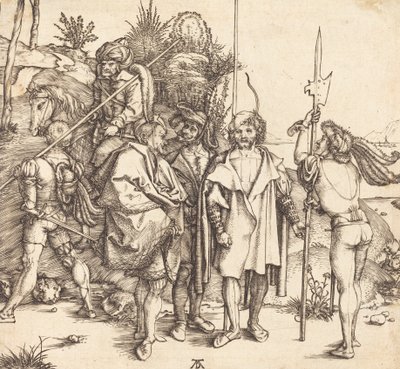 Cinq soldats et un Turc à cheval - Albrecht Dürer