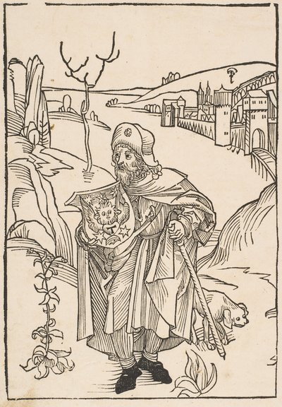 Gerson en pèlerin, frontispice de Gersonis Opera, 1489 - Albrecht Dürer