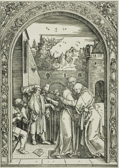 Joachim et Sainte Anne se rencontrent à la Porte Dorée, de La Vie de la Vierge - Albrecht Dürer