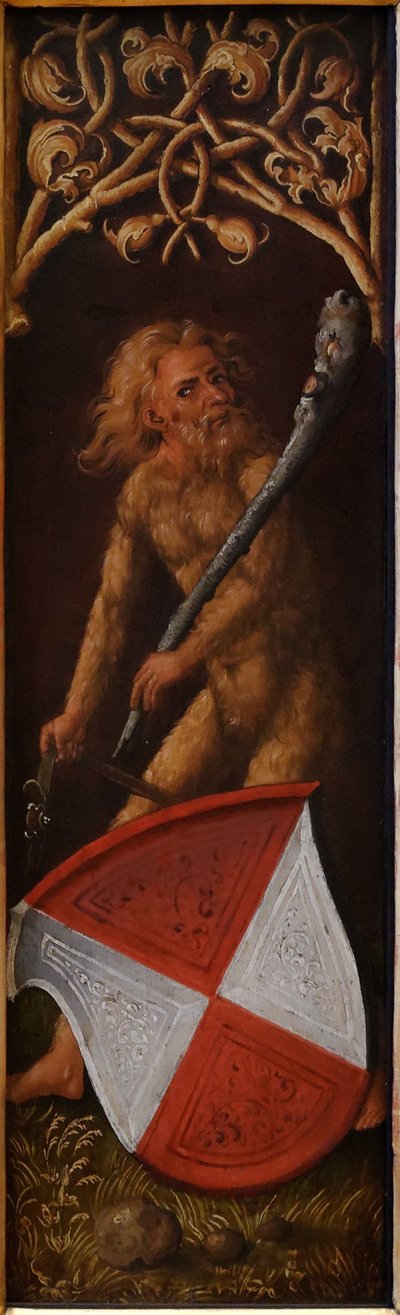 Porträt von Oswolt Krel: "Sylvan Men" mit Wappenschildern von Agathe von Esendorf - Albrecht Dürer