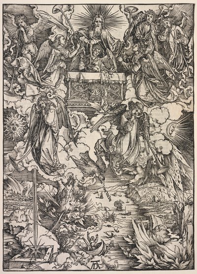 Révélation de Saint Jean : Sept anges avec des trompettes - Albrecht Dürer