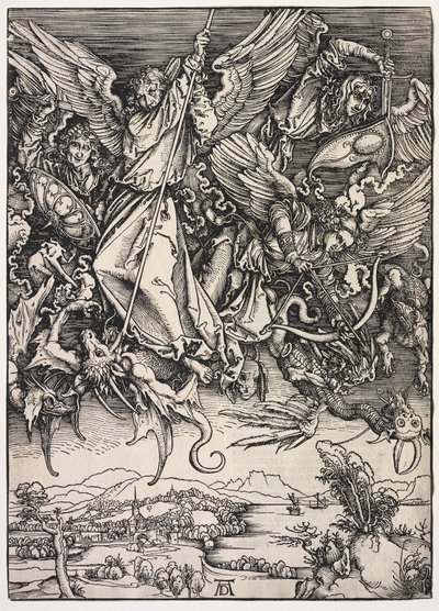 Révélation de Saint Jean : Saint Michel combattant le dragon - Albrecht Dürer