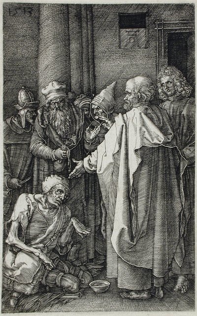 Les saints Pierre et Jean guérissant un infirme à la porte du Temple - Albrecht Dürer