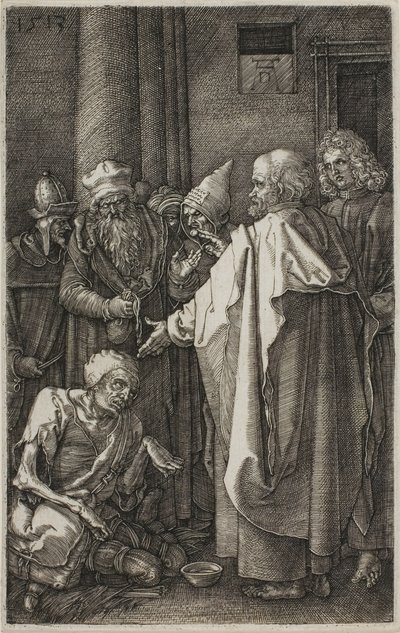 Saint Pierre et Saint Jean guérissant le paralytique, de La Passion gravée - Albrecht Dürer