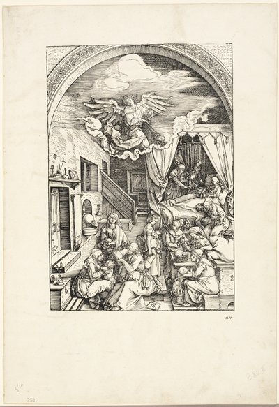 La naissance de la Vierge, de La vie de la Vierge - Albrecht Dürer