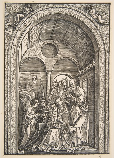 La Sainte Famille avec deux anges dans une salle voûtée, vers 1503 - Albrecht Dürer