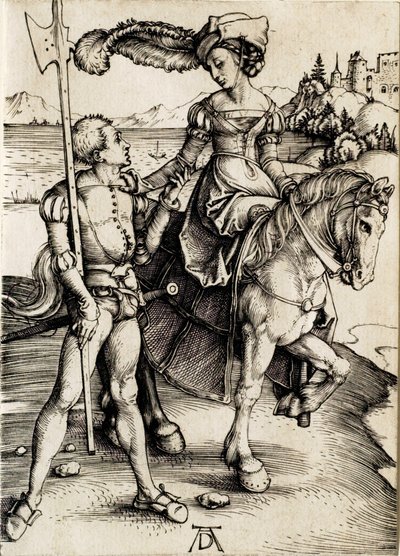 La dame à cheval avec le hallebardier - Albrecht Dürer