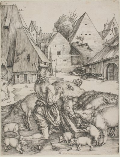 Le fils prodigue parmi les porcs - Albrecht Dürer