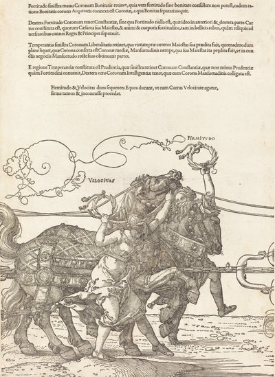 Le Char triomphal de Maximilien I Le Grand Char triomphal [plaque 5 de 8], édition latine de 1523 - Albrecht Dürer