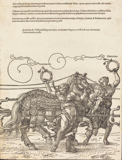 Le Char triomphal de Maximilien I, Le Grand Char triomphal [planche 6 de 8], édition latine de 1523 - Albrecht Dürer