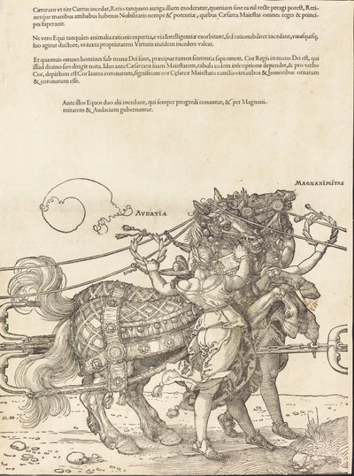 Le Char triomphal de Maximilien Ier Le Grand Char triomphal [plaque 7 de 8], 1523 éd. latine - Albrecht Dürer