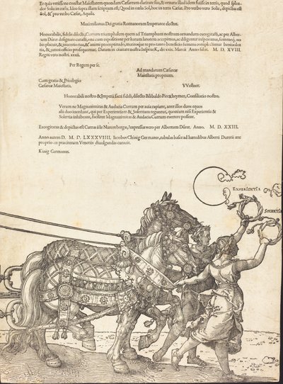Le char triomphal de Maximilien I Le Grand Char Triomphal [plaque 8 de 8], édition latine de 1523 - Albrecht Dürer