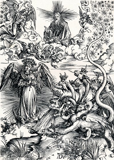La femme vêtue de soleil et le dragon à sept têtes, 1498, 1906 - Albrecht Dürer