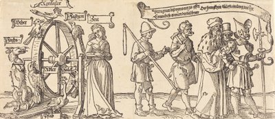 Le Temps et un renard tournant la roue de la fortune avec des gens de tous rangs à droite, probablement 1526 - Albrecht Dürer