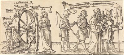 Le Temps et un Renard Tournant la Roue de la Fortune avec des Gens de tous Rangs à Droite - Albrecht Dürer
