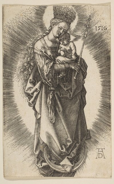 Vierge sur le croissant avec sceptre et couronne étoilée, 1516 - Albrecht Dürer