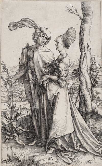 Jeune couple menacé par la mort La promenade - Albrecht Dürer