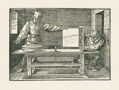 Un homme dessinant un luth - Albrecht Dürer or Duerer