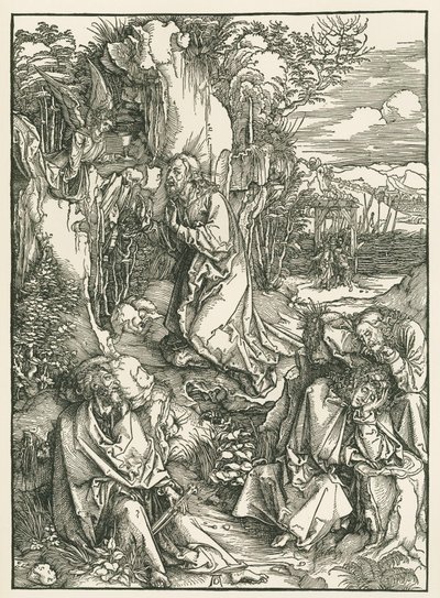 Agonie dans le jardin - Le Christ sur le mont des Oliviers, vers 1496-97 (gravure sur bois) - Albrecht Dürer or Duerer