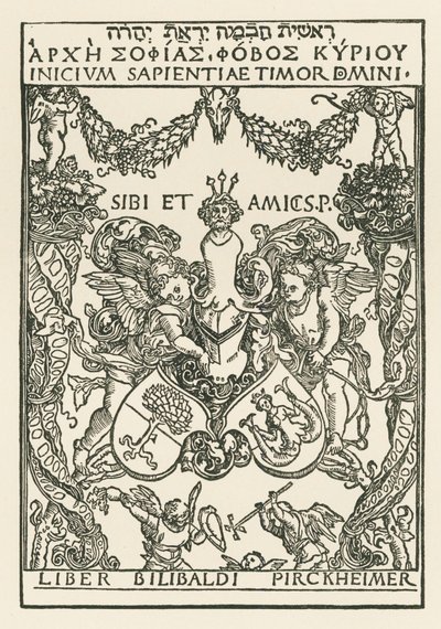 Ex-libris de Willibald Pirckheimer, vers 1502 (gravure sur bois) - Albrecht Dürer or Duerer