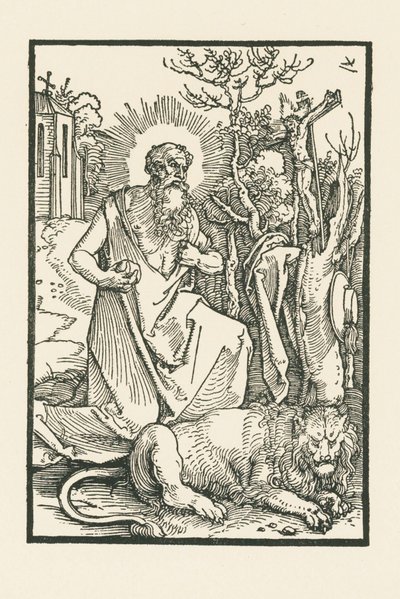 Saint Jérôme. Illustration à Lukas von Prag : Apologia. Imprimé par Hieronymus Höltzel, Nuremberg. - Albrecht Dürer or Duerer