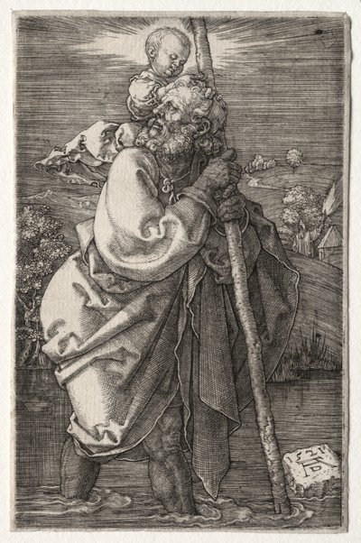 Saint Christophe, tourné vers la gauche - Albrecht Dürer or Duerer