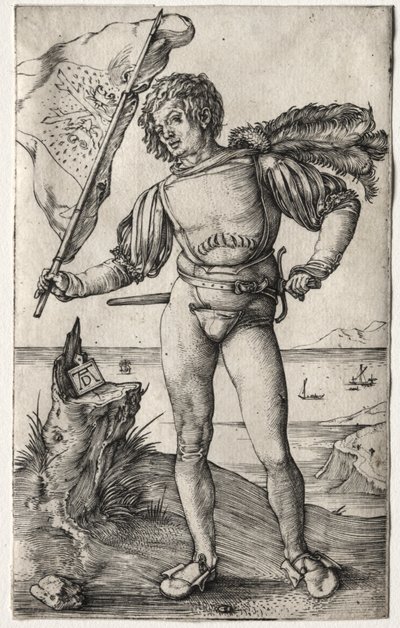Le Porte-étendard bourguignon, vers 1500 (gravure) - Albrecht Dürer or Duerer