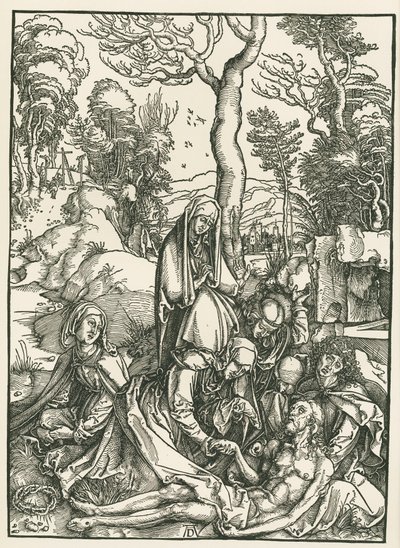La lamentation pour le Christ, vers 1498-99 (gravure sur bois) - Albrecht Dürer or Duerer