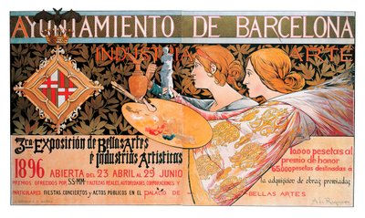 Affiche pour la troisième "Exposition des Beaux-Arts et des industries artistiques" de Barcelone en 1896 - Alejandro de Riquer