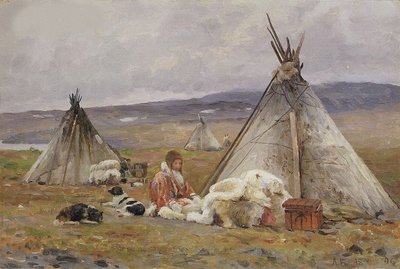 Un chum Nenets (une tente nomade). Île de Novaya Zemlya - Aleksandr Alekseevich Borisov