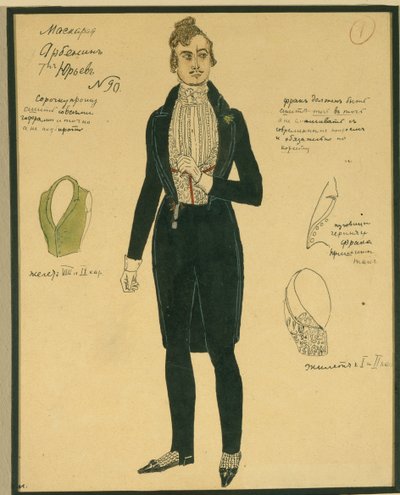Arbenin. Conception de costume pour la pièce Le Masque de M. Lermontov, 1917 - Aleksandr Jakovlevic Golovin